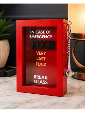 Emergency F Box Desk Decor Funny Gag Gift Break Glass Box